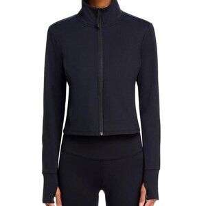 AQUA Cropped Full Zip Mock Neck Jacket Black XS NWT